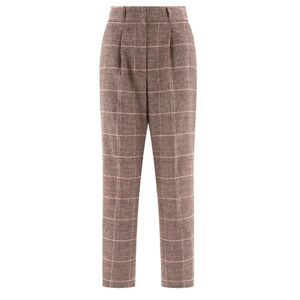 PESERICO Flannel Trousers in Brown Plaid/Pink NWT Size 48/12